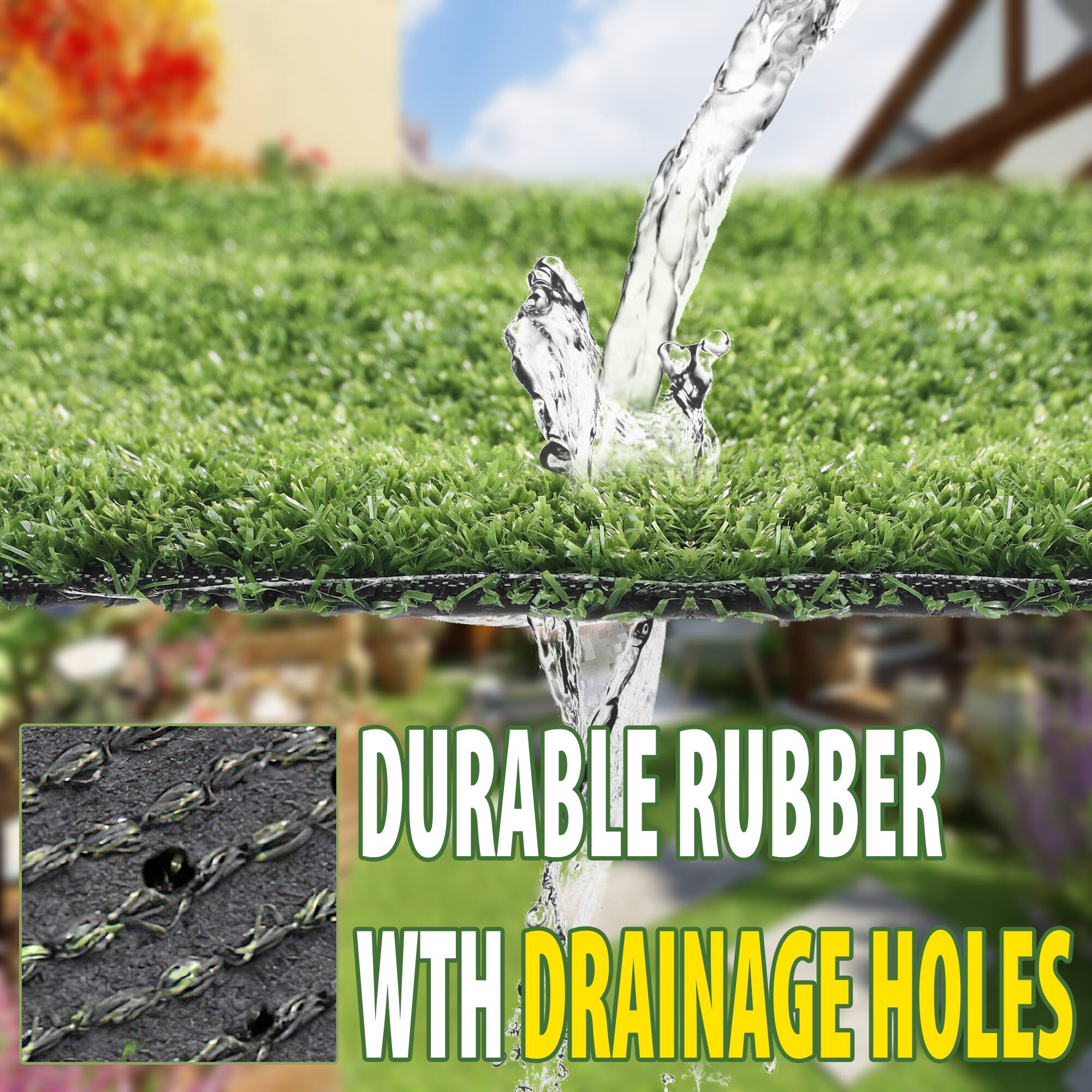 DURABLE RUBBER WITH DRAINAGE HOLES