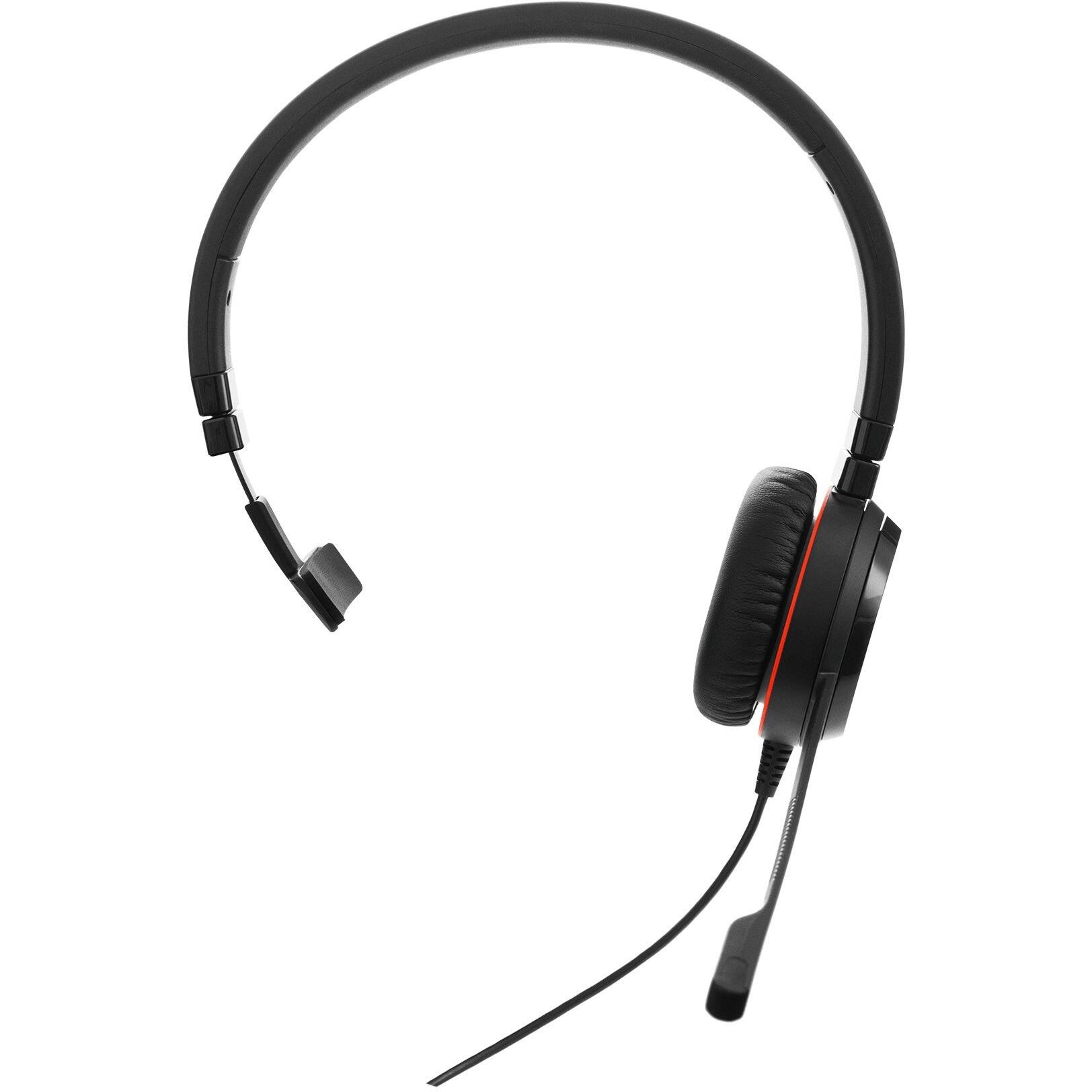 Alt View 3. Jabra - Jabra EVOLVE 30 II UC Mono Headset - Mono - Mini-phone (3.5mm) - Wired - Over-the-head - Monaural - Supra-aural - Noise - Red.