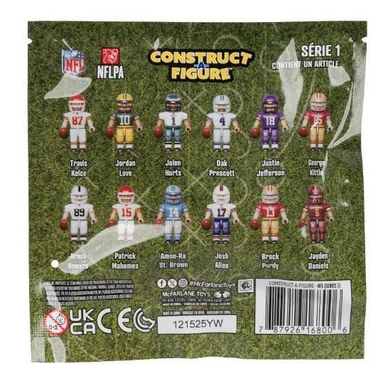 NFL Série 1  
Construct un article  
A- Contient NFLPA  
Figure  
87 10 1 4  
BI BS  
Travis Kelce  
Jordan Love  
Jalen Hurts  
Dak Prescott  
Justin Jefferson  
George Kittle  
89 15 14 17 13 5  
Brack Bowers  
Patrick Mahomes  
Amon-Ra St. Brown  
Jesh Allen  
Brock Purdy  
Jayden Daniels  

McFarlane Toys  
121525YW  
CONSTRUCT A-FIGURE JN- ISERIES D  
7 87926 16800 6
