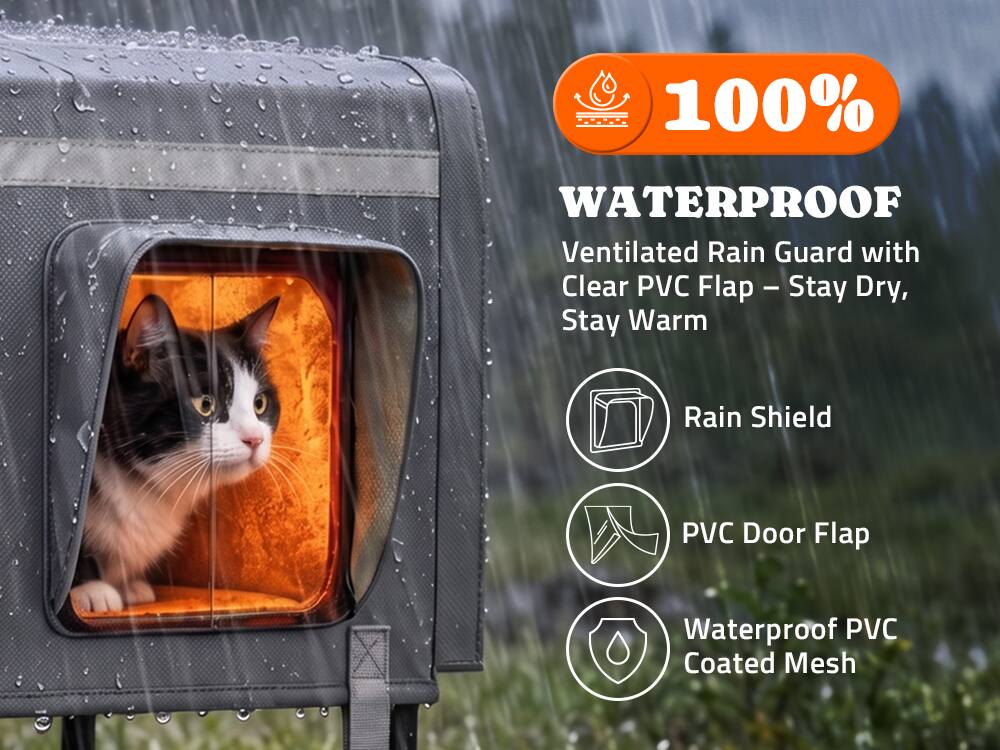 100% WATERPROOF Ventilated Rain Guard with Clear PVC Flap - Stay Dry, Stay Warm  
Rain Shield  
PVC Door Flap  
Waterproof PVC Coated Mesh