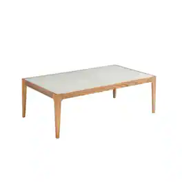 Manhattan Lane - Wooden Frame Rectangular Coffee Table with Beveled Tempered Glass Top - Brown and Clear