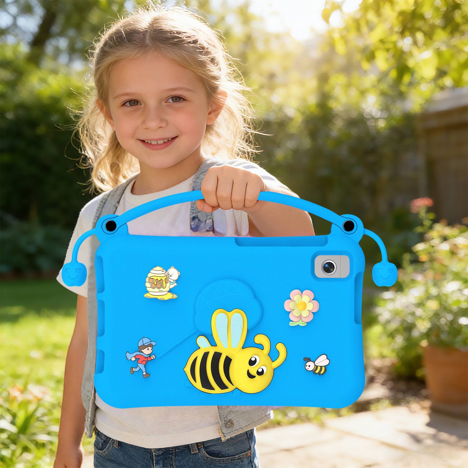 Alt View 1. Dteck - for Samsung Galaxy Tab A9 2023 & Tab A11 2025 (X133/X135) 8.7" Kids EVA Tablet Case,Shockproof Kickstand Cover + Handle - Blue.