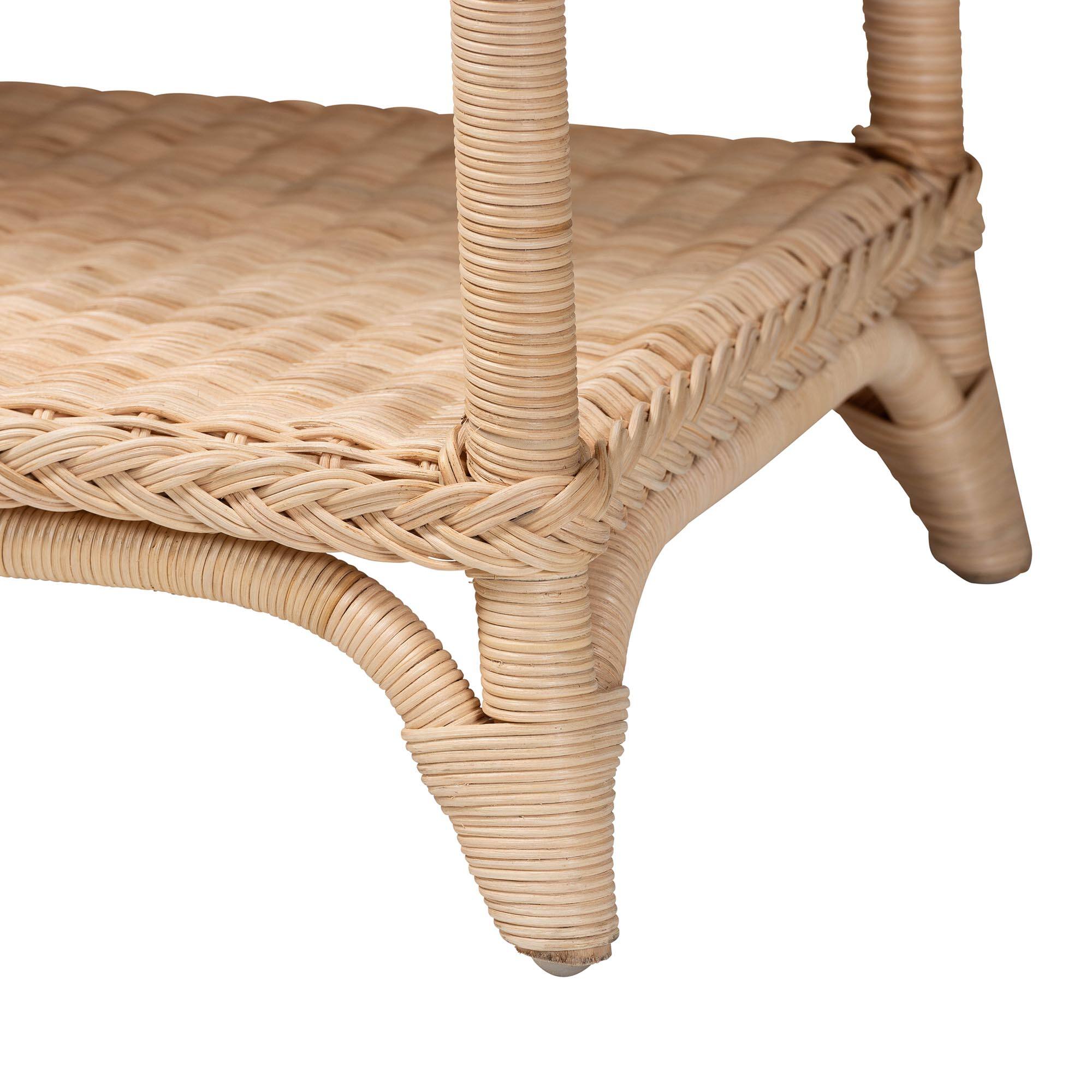 Alt View 1. bali & pari - Oxford Braided Rattan Console Table with Open Shelf – Coastal Boho Entryway or Hallway Accent Table - Natural Brown.