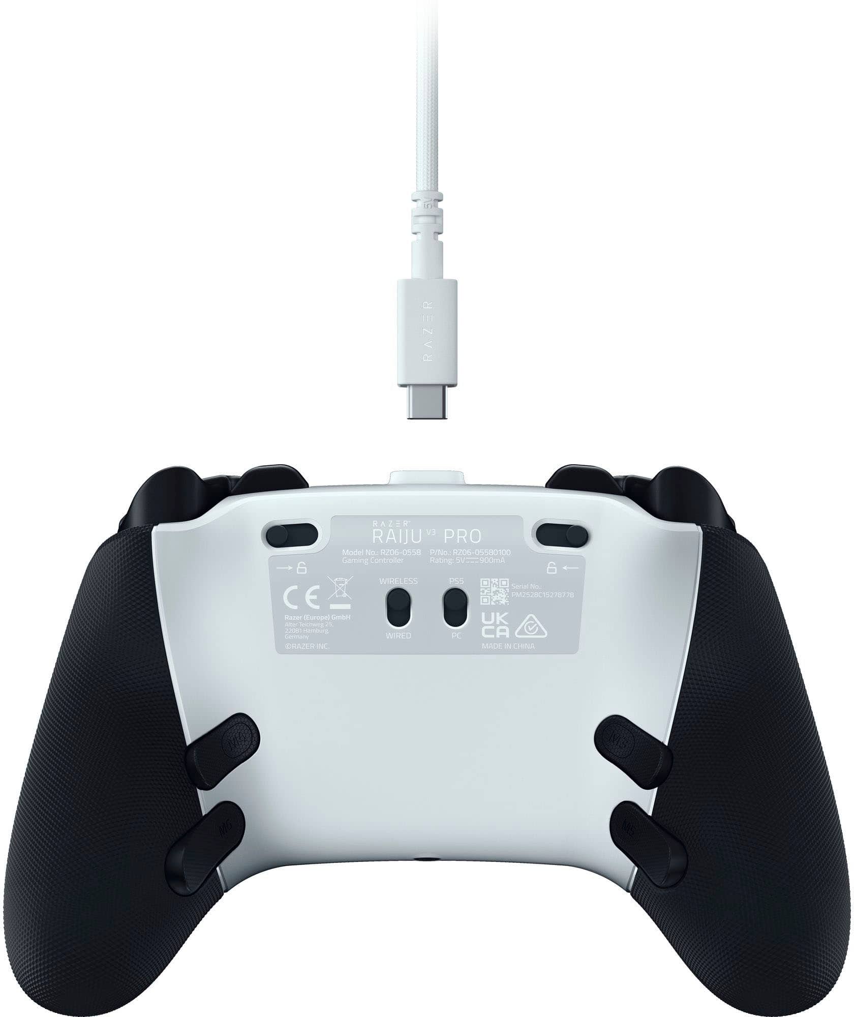 RAZER RAIJU PRO
Model No: RZ06-0558
P/N: RZ06-05580100
Gaming Controller
Rating: 5V---2000mA
CE
RoHS
RAZER INC.
2020
UK
MADE IN CHINA
P/N: RZ06-05580100
Rating: 5V---2000mA
Serial No: PRS28C152787M8
CATe
Sunkes
WIRED PC
CHAZER NC
RAZER RAIJU PRO
Model No: RZ06-0558
P/N: RZ06-05580100
Gaming Controller
Rating: 5V---2000mA
CE
RoHS
RAZER INC.
2020
UK
MADE IN CHINA
P/N: RZ06-05580100
Rating: 5V---2000mA
Serial No: PRS28