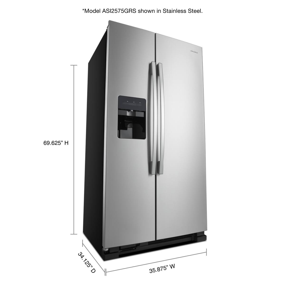 *Model ASI2575GRS shown in Stainless Steel.

69.625" H  
35.875" W  
34.125" D