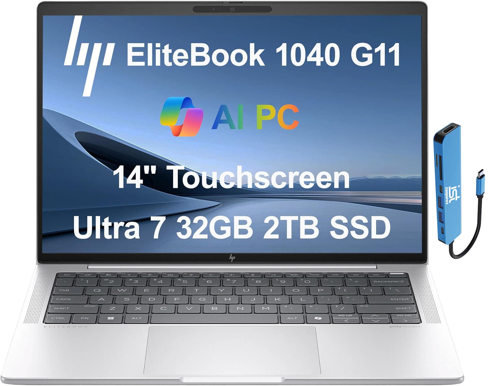 HP - EliteBook 1040 G11 14" WUXGA Touch Screen Laptop - Intel Core Ultra 7 with 32GB Memory - 2TB SSD - Win 11Pro - Silver