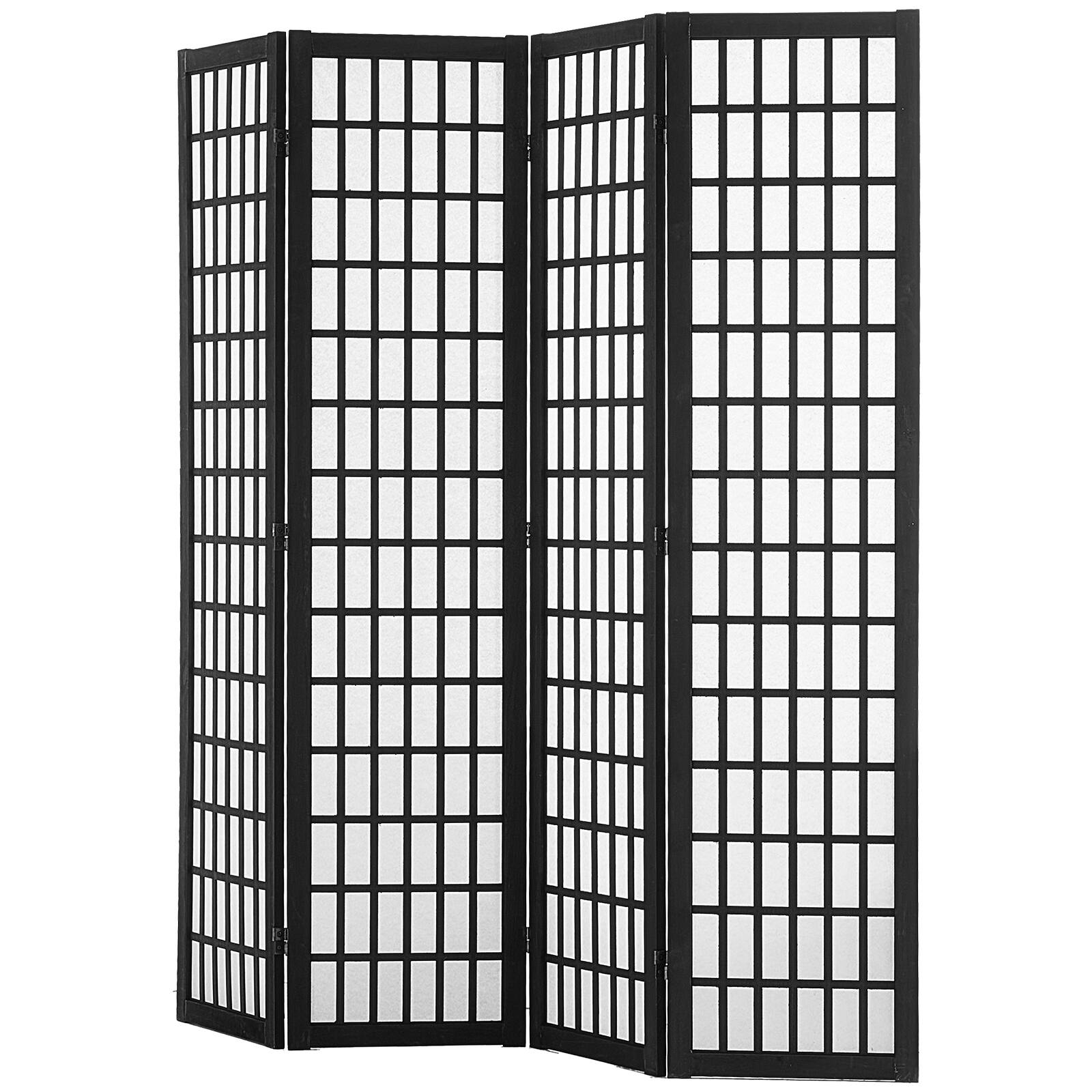 Alt View 5. VEVOR - Room Divider, 4 Panel Japanese Room Divider, Wood Folding Privacy Screen Indoor, Japanese Partition Dividers Portable - Black.