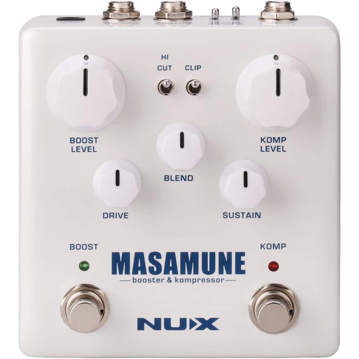 NUX - NBK-5 Masamune Booster and Compressor Effect Guitar Pedal | Selectable Signal Routing with Convenient Metal Housing - White