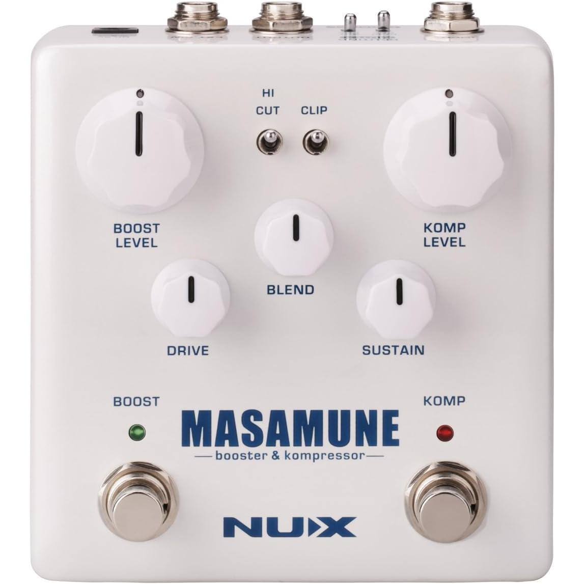 NUX - NBK-5 Masamune Booster and Compressor Effect Guitar Pedal | Selectable Signal Routing with Convenient Metal Housing - White