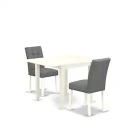 East West Furniture - 3 Piece Dining Table Set - White