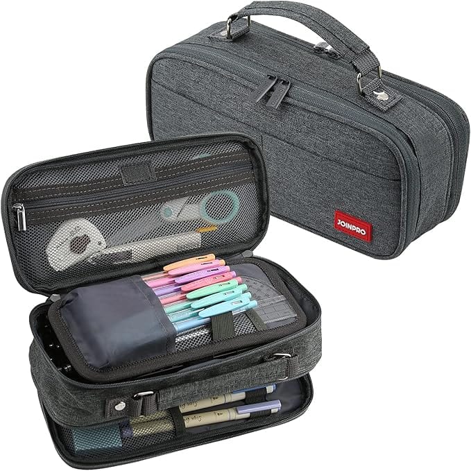 Vulpecula Spade - Pencil Case, Large Capacity Pencil Case Organizer - Black Gray