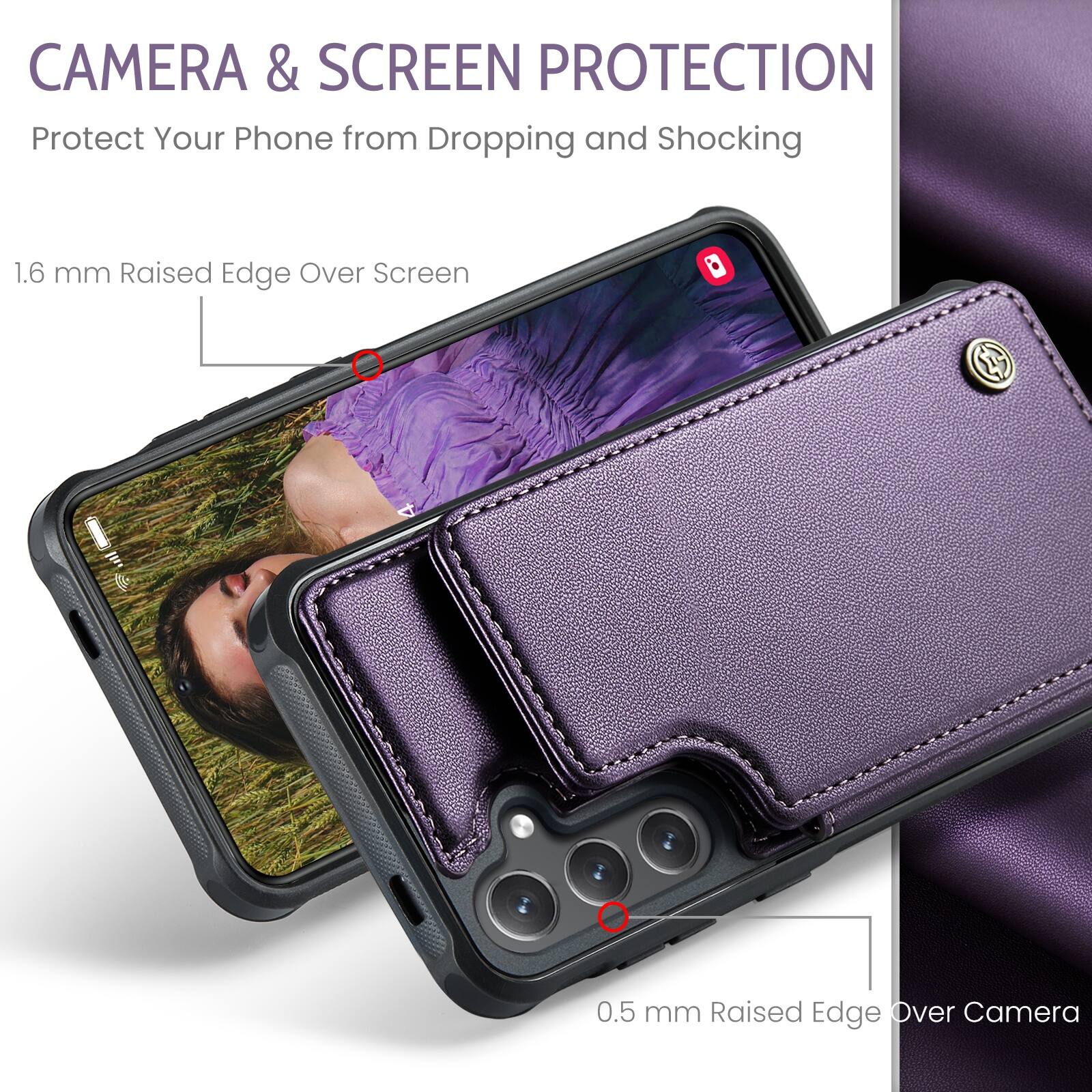 CAMERA & SCREEN PROTECTION  
Protect Your Phone from Dropping and Shocking  

1.6 mm Raised Edge Over Screen  
0.5 mm Raised Edge Over Camera