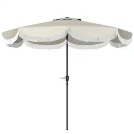 Spaco - 9FT Patio Umbrella, UPF 30+, Crank, Push Button Tilt, Vented for Deck - Light Gray