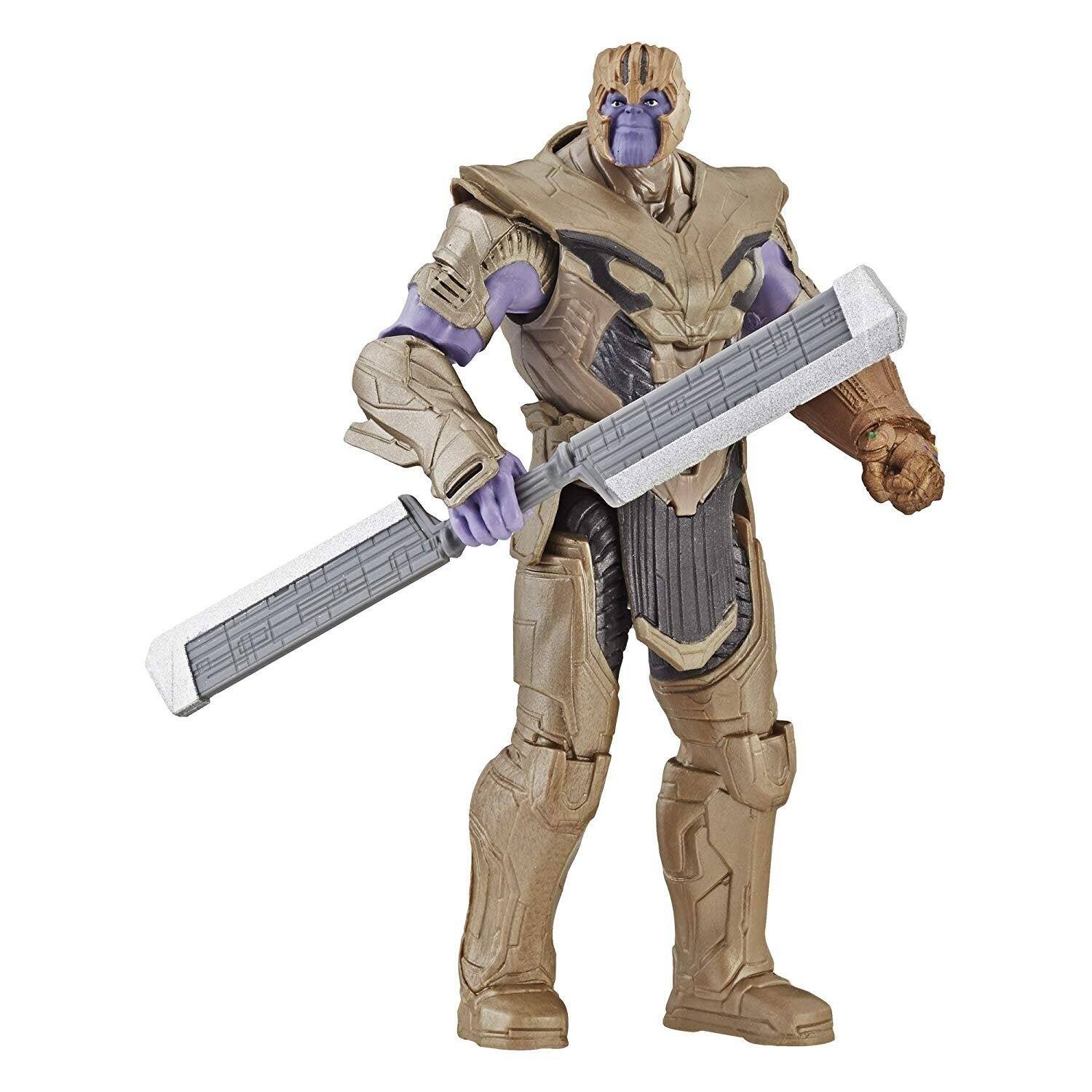 Front. Marvel - Avengers Endgame Warrior Thanos Deluxe 6-Inch Action Figure with Infinity Gauntlet Movie-Inspired Ages 4+ - Gold.