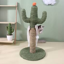 TinyHomie - Christmas Halloween Gift Durable Cactus Cat Scratcher Engaging Fun Indoor Play Toy Promotes Claw Health Active Exercise - Green