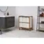 Angle. TRINITY - Bamboo 3-Bag Laundry Cart Bronze Poles - Bronze.