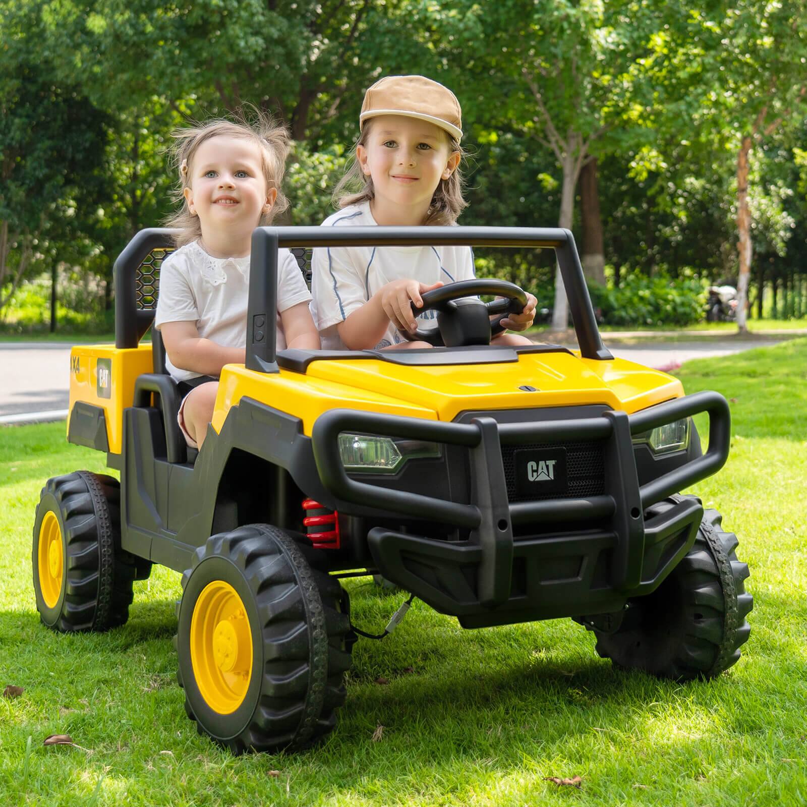 Alt View 3. Costway - Costway 24V Ride On Dump Truck with Remote Control, Dump Bed, Shovel, Music, Soft Start - Yellow.