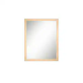 Boyel Living - 20 in W x 16 in L Dark Wood Grain Rectangular Slanted Edge Aluminum Framed Wall Bathroom Vanity Mirror