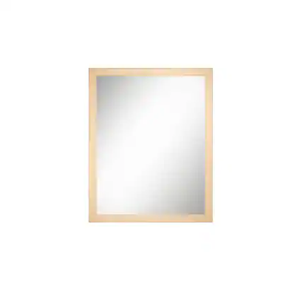Front. Boyel Living - 20 in W x 16 in L Dark Wood Grain Rectangular Slanted Edge Aluminum Framed Wall Bathroom Vanity Mirror.