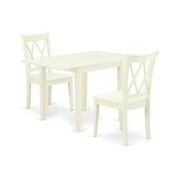 East West Furniture - Dining Room Set Linen White - Brown