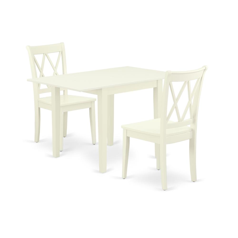 East West Furniture - Dining Room Set Linen White - Brown