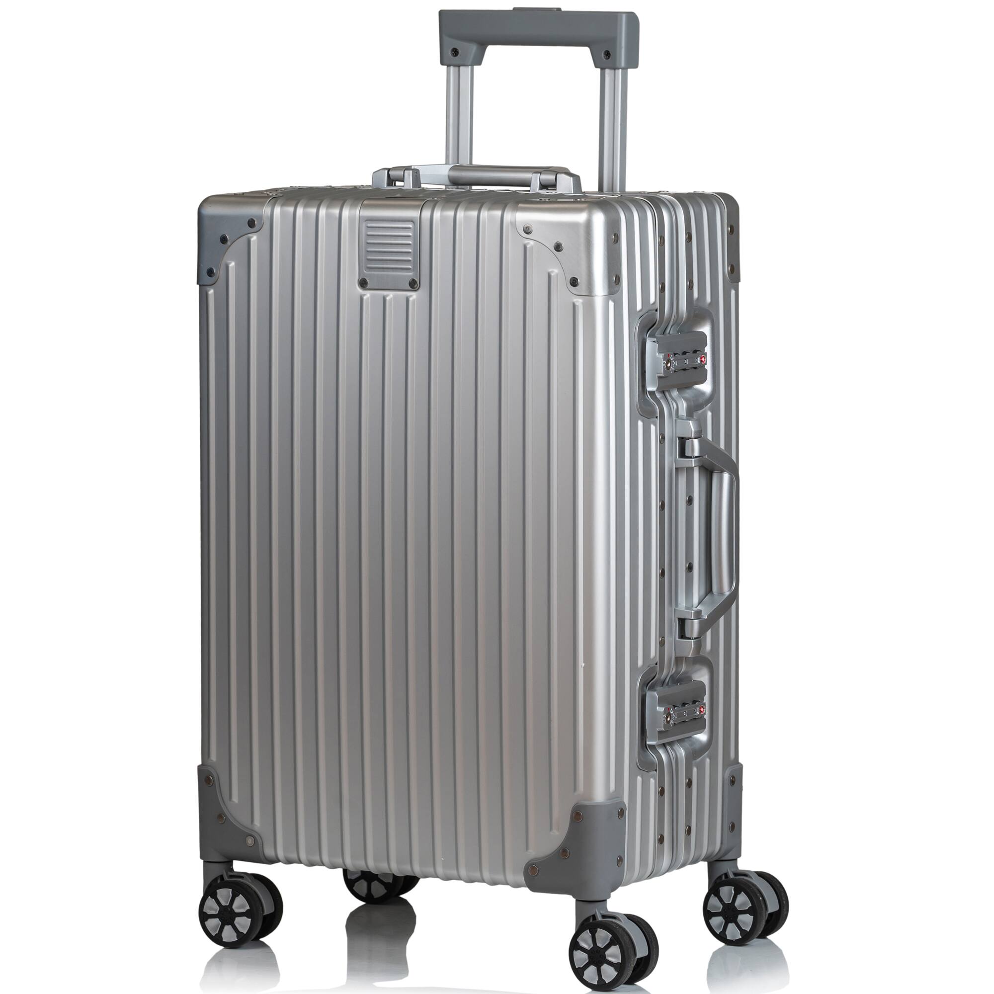 Angle. Champs - Elite Aluminum Collection Carry-on Luggage Case - Silver.