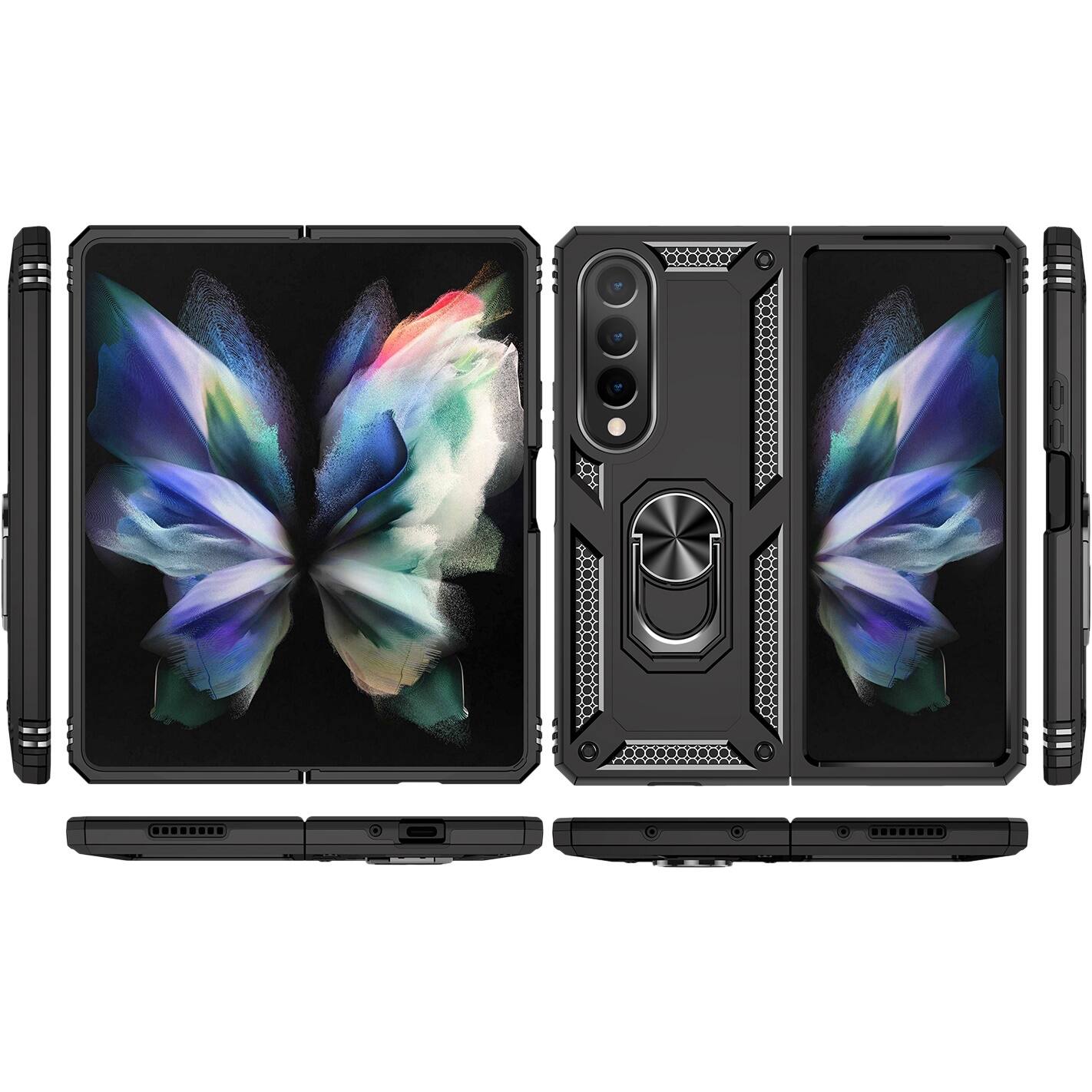 Alt View 11. SaharaCase - Heavy Duty Kickstand Series Case for Samsung Galaxy Z Fold4 - Black.