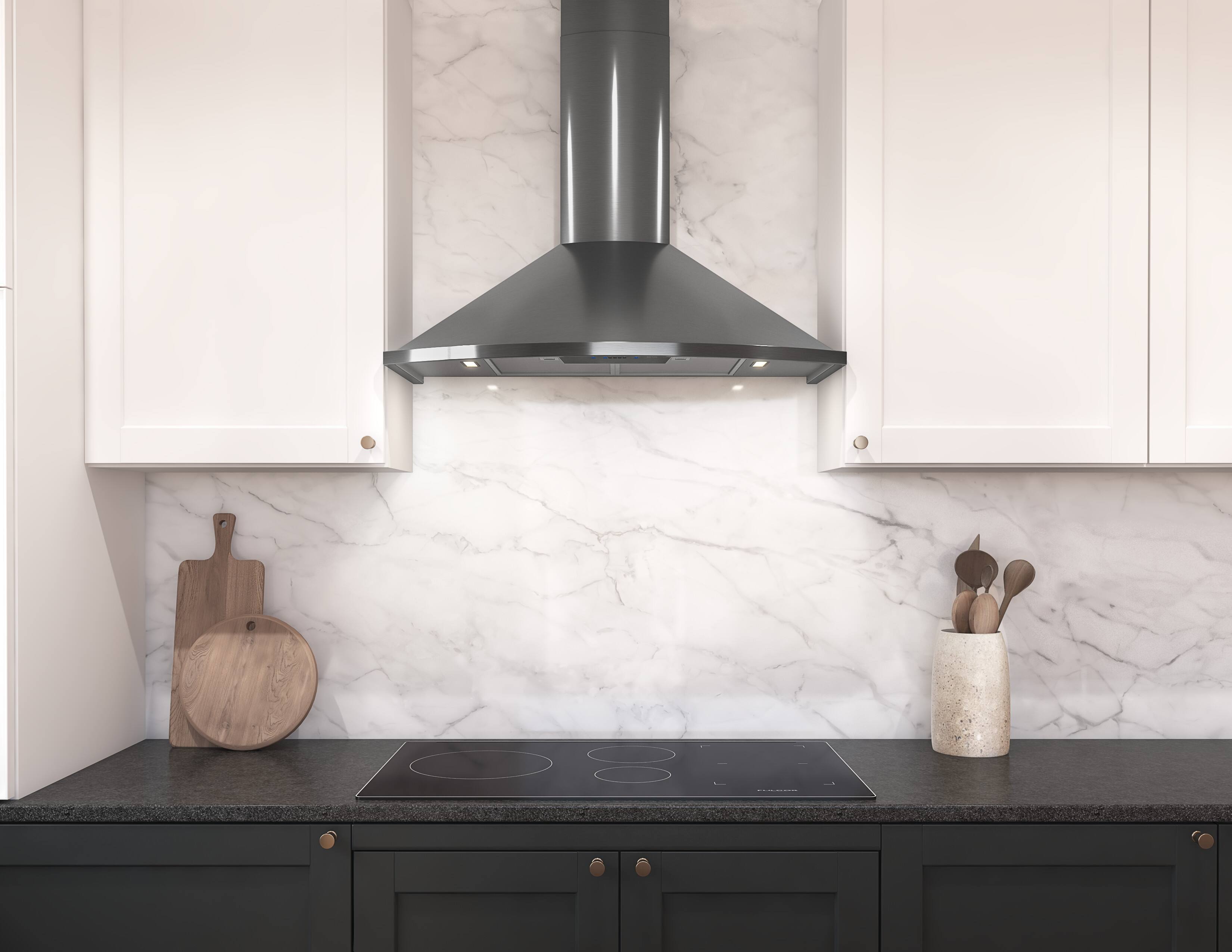 Alt View 11. Zephyr - Savona 36 in. 600 CFM Wall Mount Range Hood with LED Light - Black Stainless Steel.