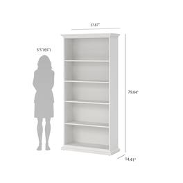Tvilum - Tall Wide 5 Shelf Bookcase - White