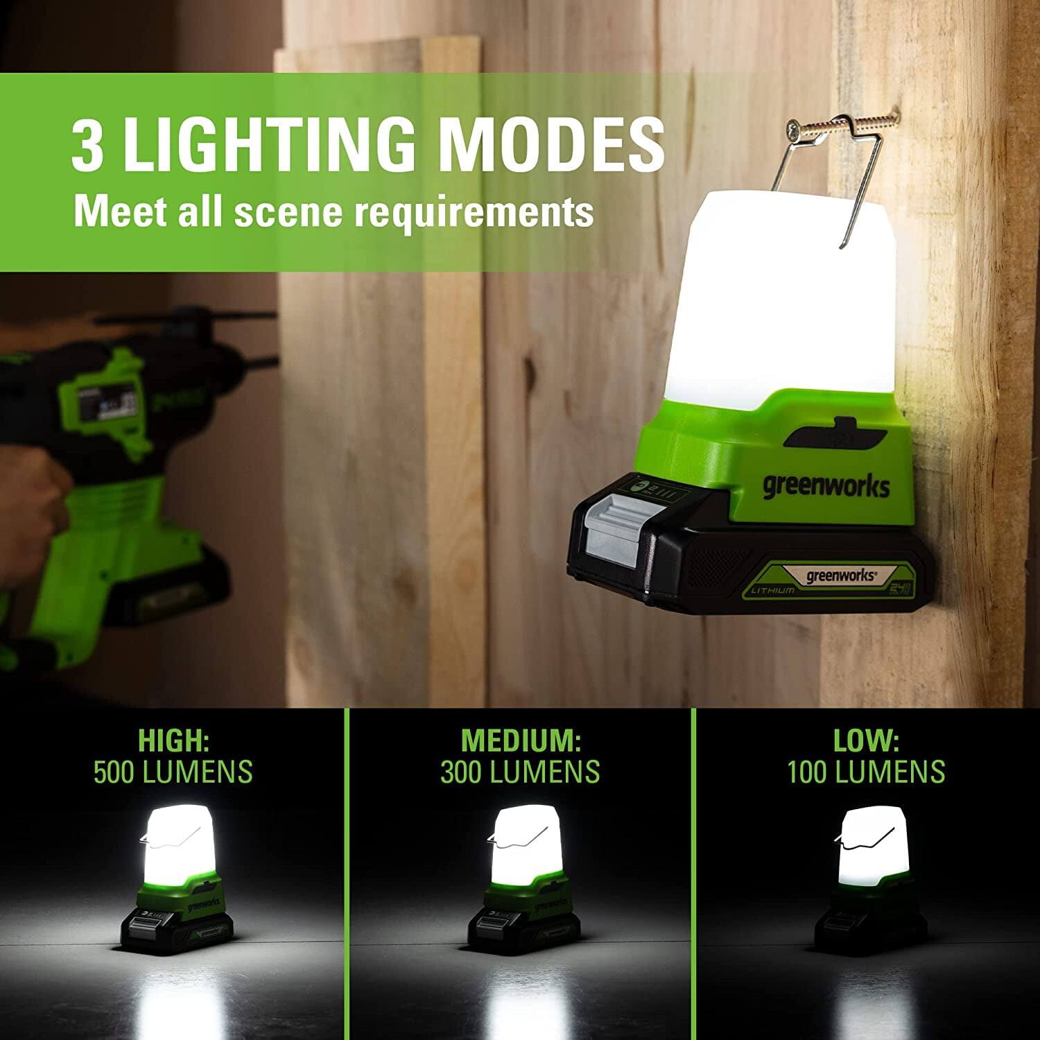 3 LIGHTING MODES  
Meet all scene requirements  

HIGH: 500 LUMENS  
MEDIUM: 300 LUMENS  
LOW: 100 LUMENS