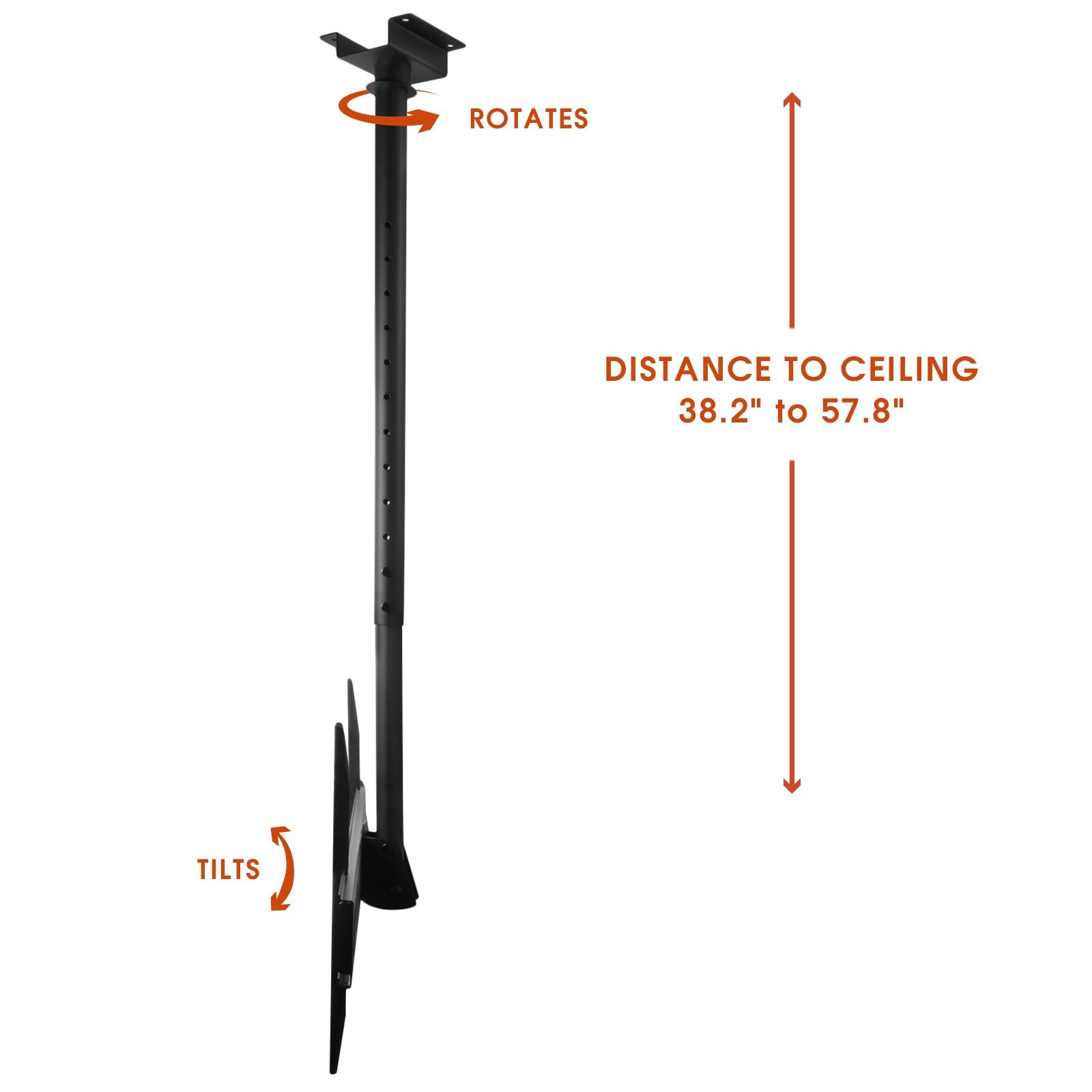 ROTATES, DISTANCE TO CEILING 38.2" to 57.8", TILTS