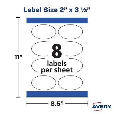 Label Size: 2" x 3 1/3"  
11" x 8.5"  
8 labels per sheet  
AVERY