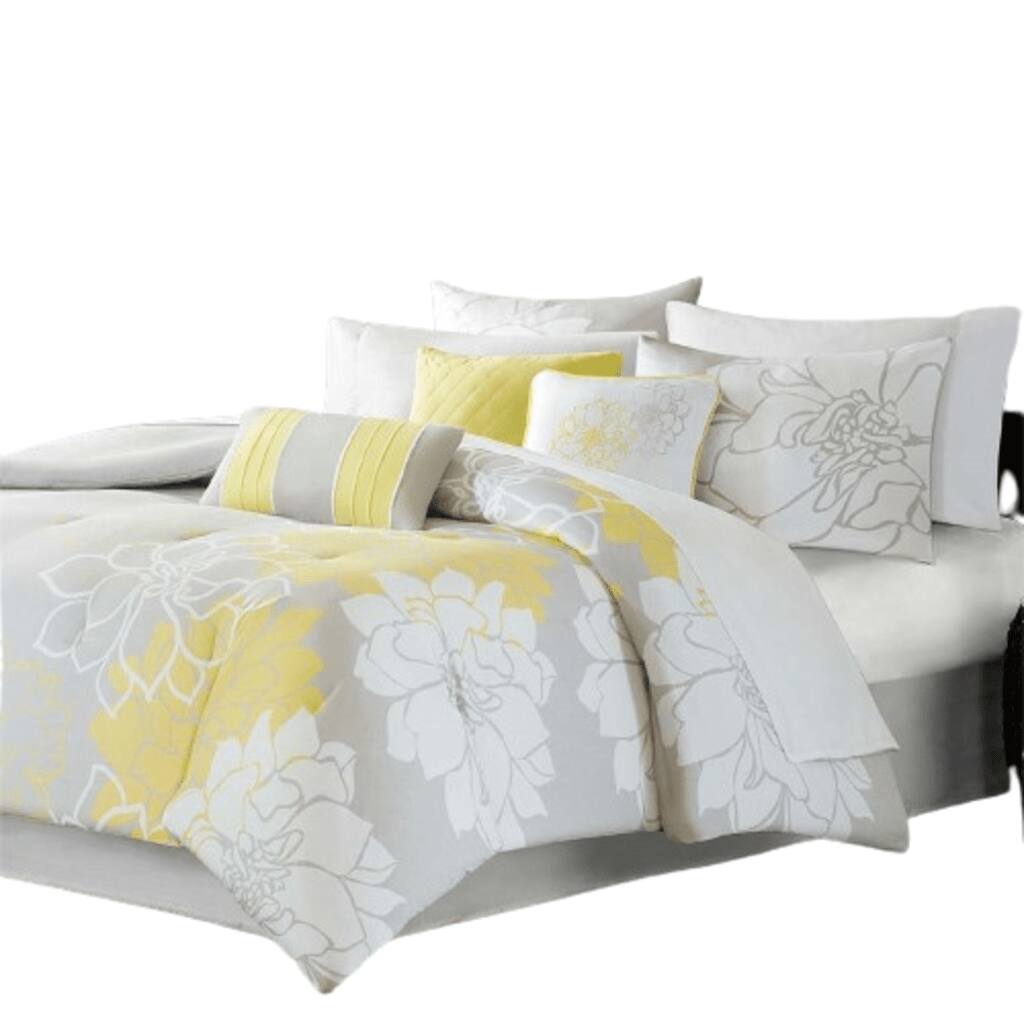 Front. Gracie Mills - Gracie Mills Glenda Floral Printed Comforter Set - Yellow.