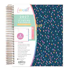 Livenell. TM 2027 DAILY & MONTHLY PLANNING CALENDAR JAN 2027-DEC 2027 JAN 27
027
3 Bonus Months
Includes:
- THICK Premium Paper
- Durable Monthly Tabs
- Heavy-Duty Coil
- Lay-Flat Format
- Sturdy Storage Pocket
- Extra Notes Pages
- Colorful Stickers
- Encouraging Sentiments
- Colorful Layouts Throughout
Paper Printed with Soy-based Ink
161178
5
99931 61178
4
www.bluesky.com