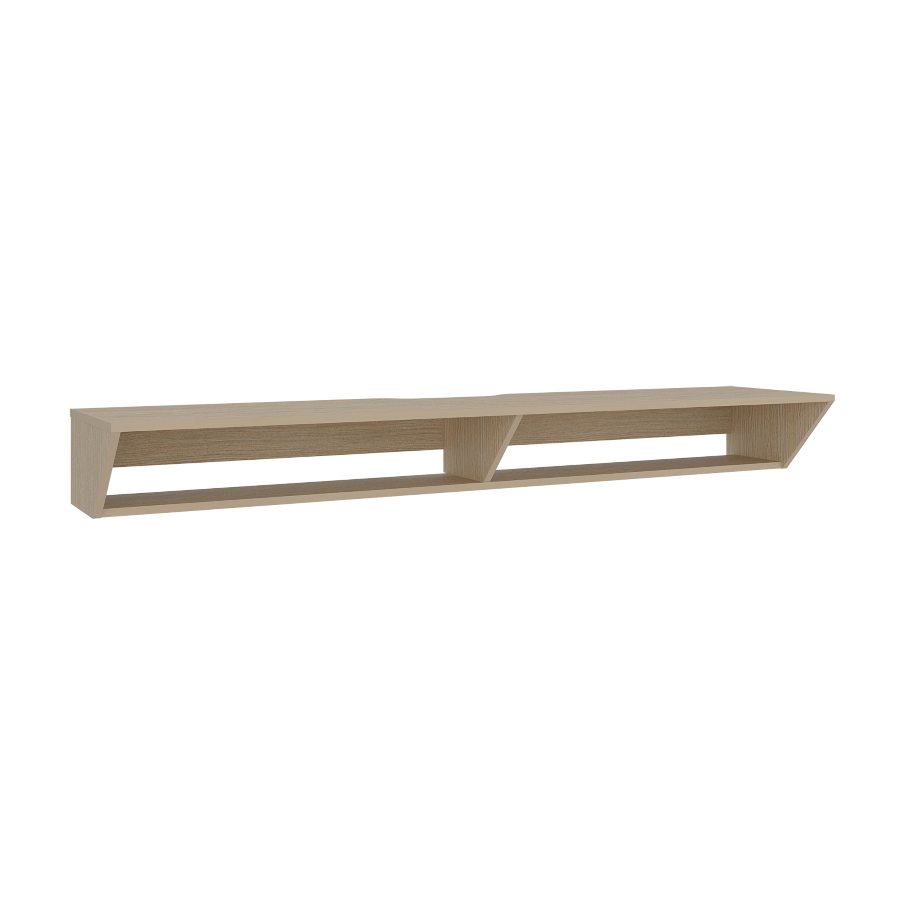 Left. TuHome - Modern Floating TV Stand for 50-65 Inch TVs, Gaming Consoles, with Open Display Shelves, Wall Entertainment Center - Light Oak.