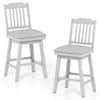 Front. Costway - Costway 25" Counter Height Bar Stools Set of 2 with Slatted Back Padded Seat & Footrest - Grey.