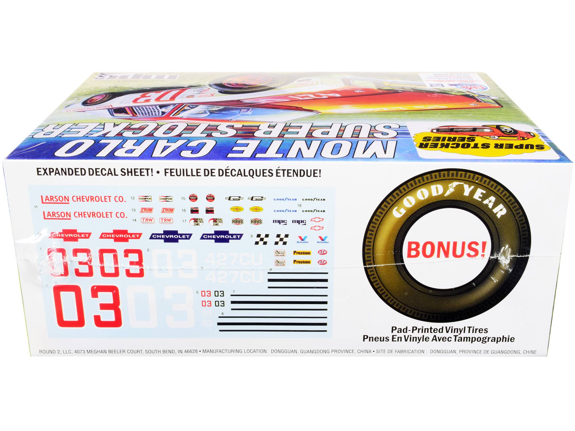 Salee B D S T STOKER SUPER SERIES CARLO MONTE STOCKER SUPER EXPANDED DECAL SHEET! FEUILLE DE DÉCALQUES ÉTENDUE! ARSON CHEVROLET Co. 12 - 15 - COOD/VEAN L000/YEAM 11 ARSON CHEVROLET CO. 13 COLO CPLG 16 COOD/VAR 19 COOD/VEAm GOOD/YEAR 14 TRW TRW 17 Hays K8M : CHEVROLET CHEVROLET CHEVROLET CHEVROLET + - - N a Frestone sTe BONUS! 0303 03 427CU : Prestone STe 427CU - IC 03 C 03 03 03 03 Pad-Printed Vinyl Tires Pneus En Vinyle Avec Tampographie ROUND 2, LLC. 4073 MEGHAN BEELER COURT. SOUTH BEND N 46628 MANUFACTURING LOCATION: DONGGUAN. GUANGDONG PROVINCE CH