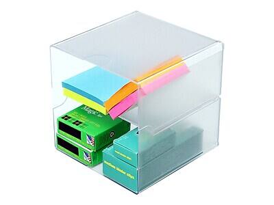 Alt View 1. Deflecto - Deflect-O Cube 2 Compartment Stackable Plastic Compartment Storage, Clear (350701) - Clear.