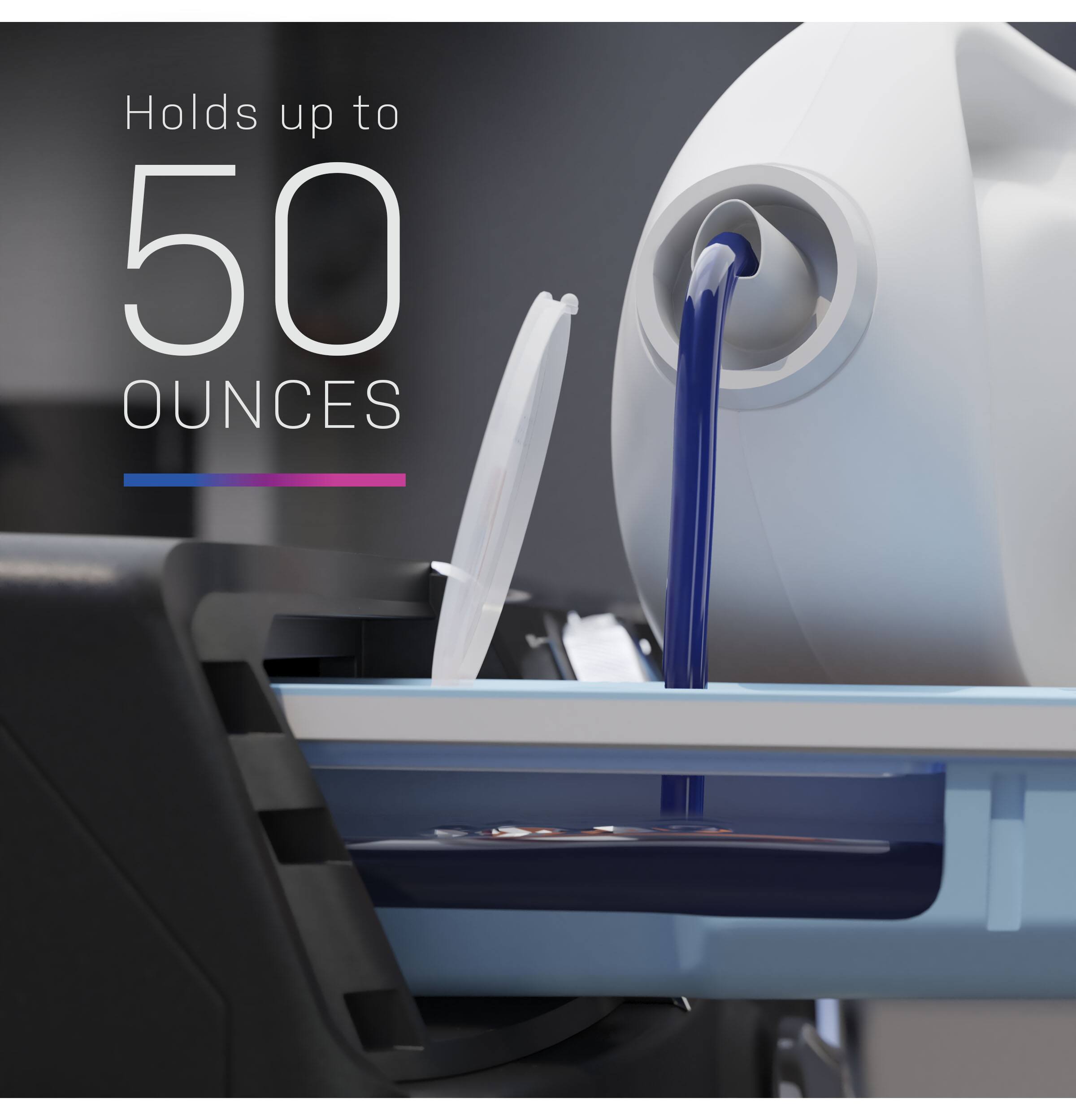 Holds up to 50 ounces.