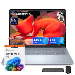 Dell - Plus 16" Touch Laptop,Intel Ultra 9 288V,32GB RAM,4TB SSD+1TB Dock Set,Backlit KB,Copilot+ PC,Wi-Fi 7,Win11Pro - Blue