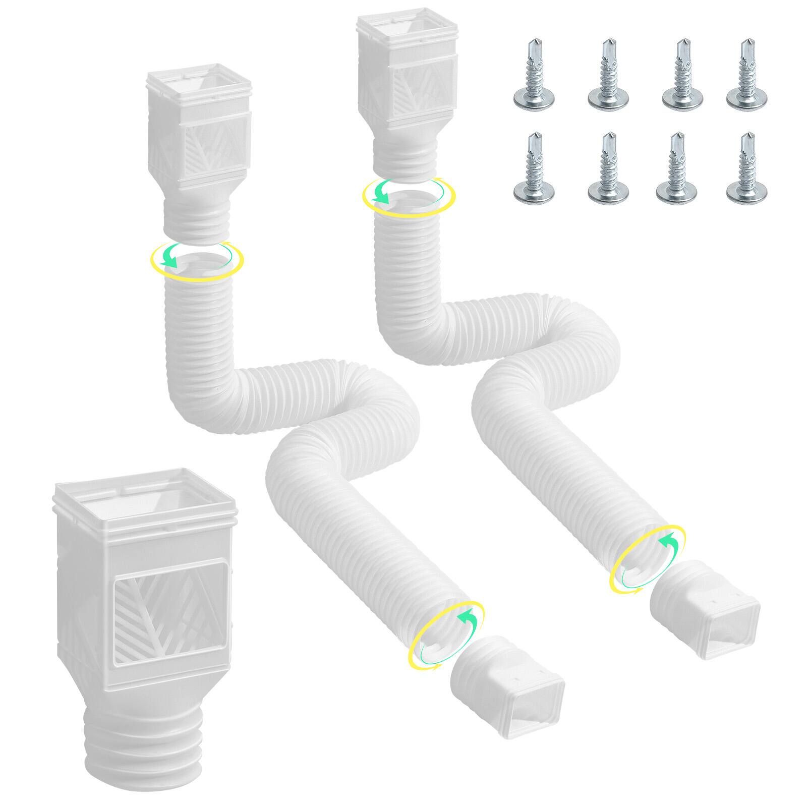 Alt View 5. VEVOR - Rain Gutter Downspout Extensions,2-Pack Flexible Downspout Extender,Down Spout Drain Extension Extendable from 22"to 63" - White.