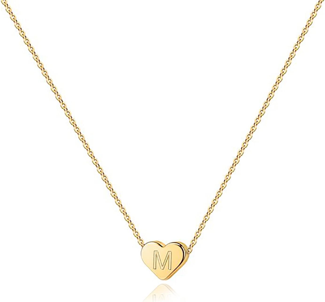 Front. Live At Space - Adjustable 14K Gold Heart Choker - Personalized Letter Necklace - PAVOI 14K Gold Plated Tiny Heart Necklace | for.