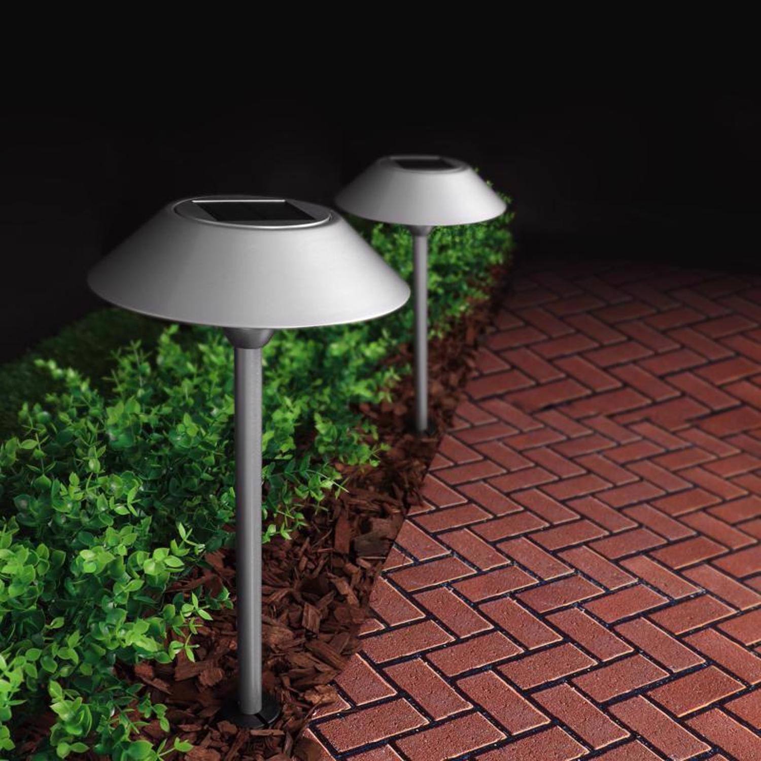 Left. FEIT ELECTRIC - Feit OneSync Brushed Nickel Solar Powered 40 W LED Pathway Light 1 pk.