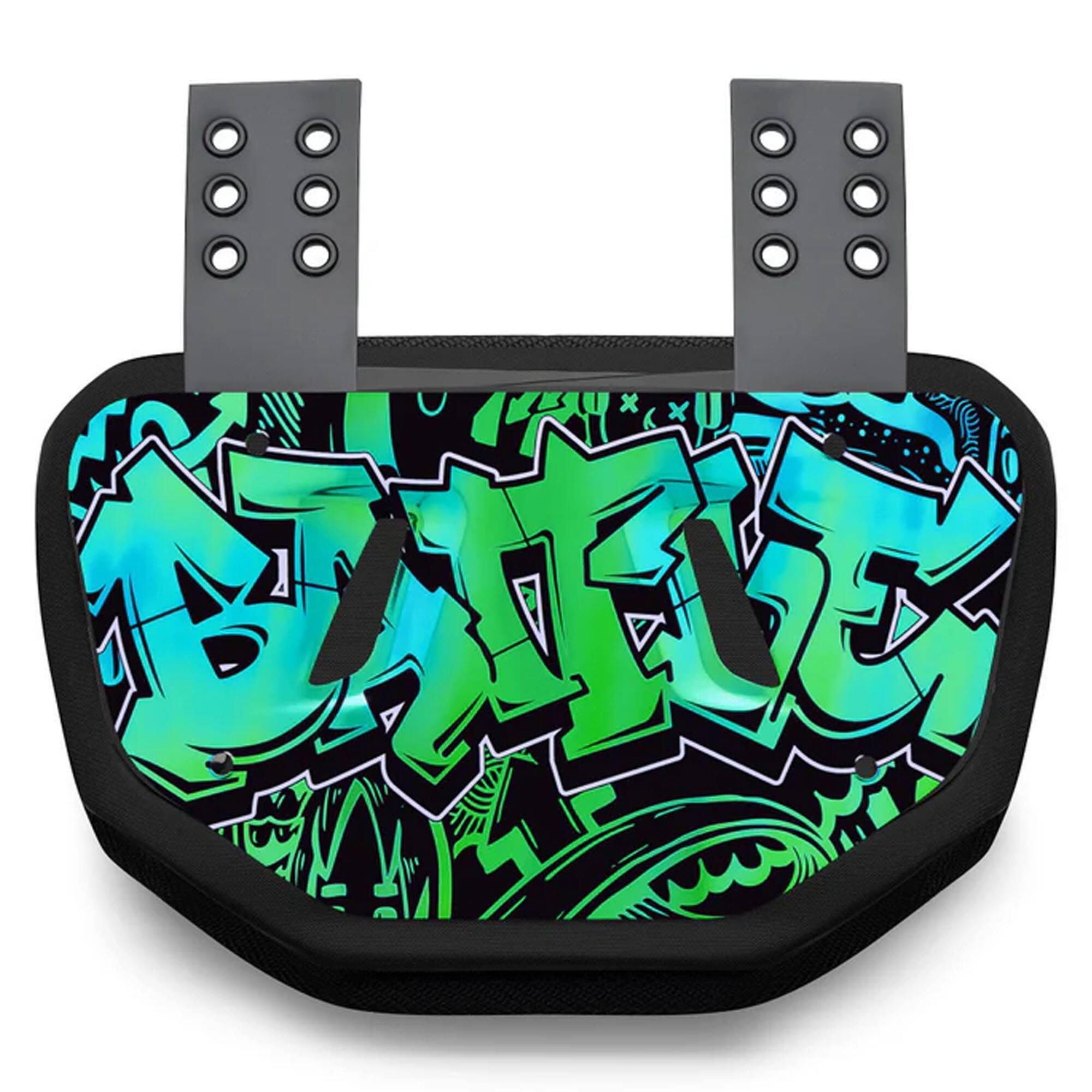 Alt View 1. Battle Sports - Battle Sports Backplate, Graffiti, Iridescent, Blue/Green, Adult - Blue/Green.