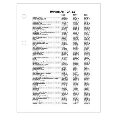 Certainly! Here is the corrected and grouped text from the image:

---

**IMPORTANT DATES**

| Year | 2026 | 2027 | 2028 |
|------|------|------|------|
| **January** | | | |
| New Year's Day | Jan 1 | Jan 1 | Jan 1 |
| | | | |
| **February** | | | |
| Chinese New Year | Feb 10 | Feb 25 | Feb 10 |
| Valentine's Day | Feb 14 | Feb 14 | Feb 14 |
| | | | |
| **March** | | | |
| St. Patrick's Day | Mar 17 | Mar 17 | Mar 17 |
| | | | |
| **April** | | | |
| Easter | Apr 16 | Apr 9 | Apr 1 |
| Earth Day | Apr 22 | Apr 22 | Apr 22 |
| | | | |
| **May** | | | |
| Mother's Day | May 14 | May 14 | May 12 |
| Memorial Day | May 29 | May 2