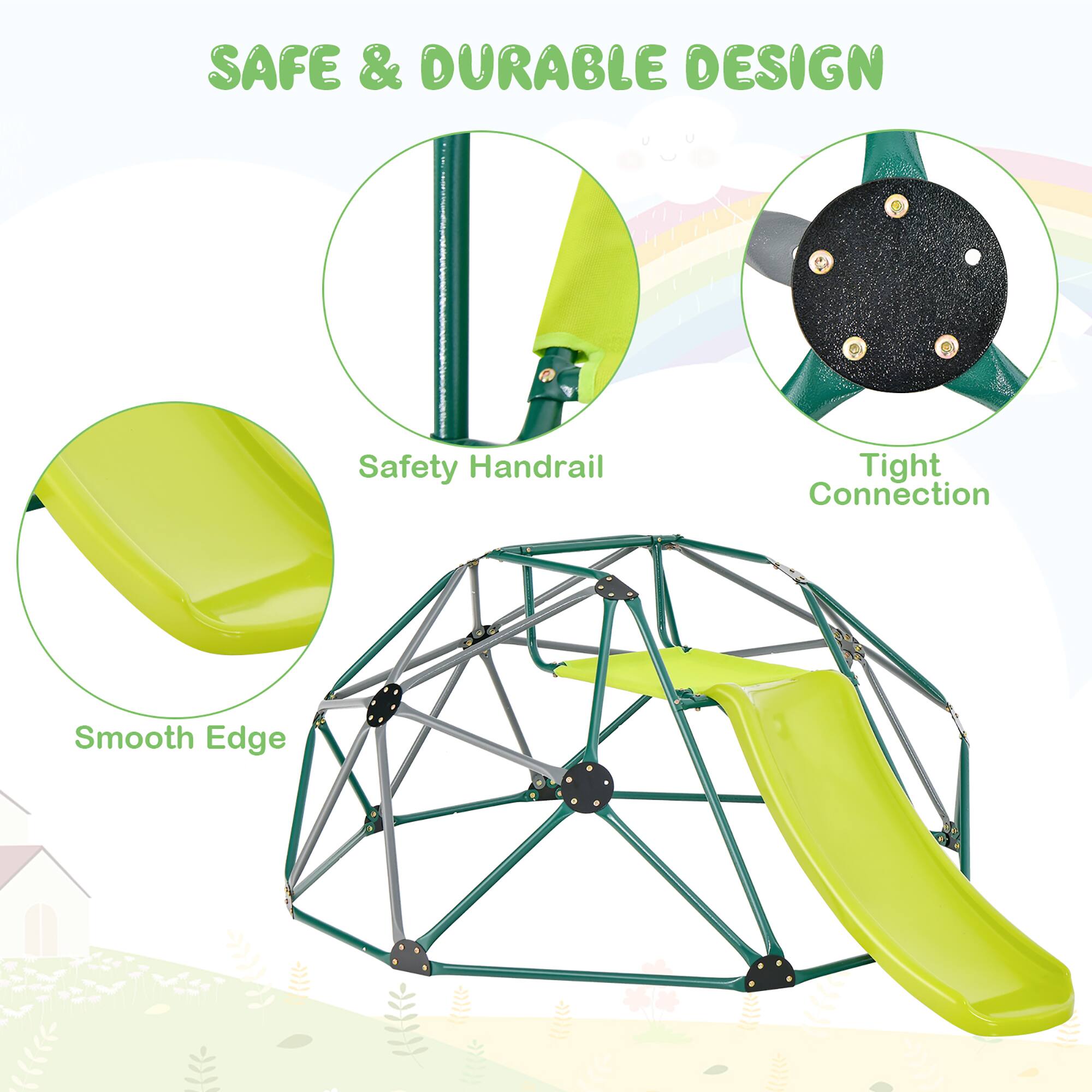 SAFE & DURABLE DESIGN

- Safety Handrail
- Tight Connection
- Smooth Edge