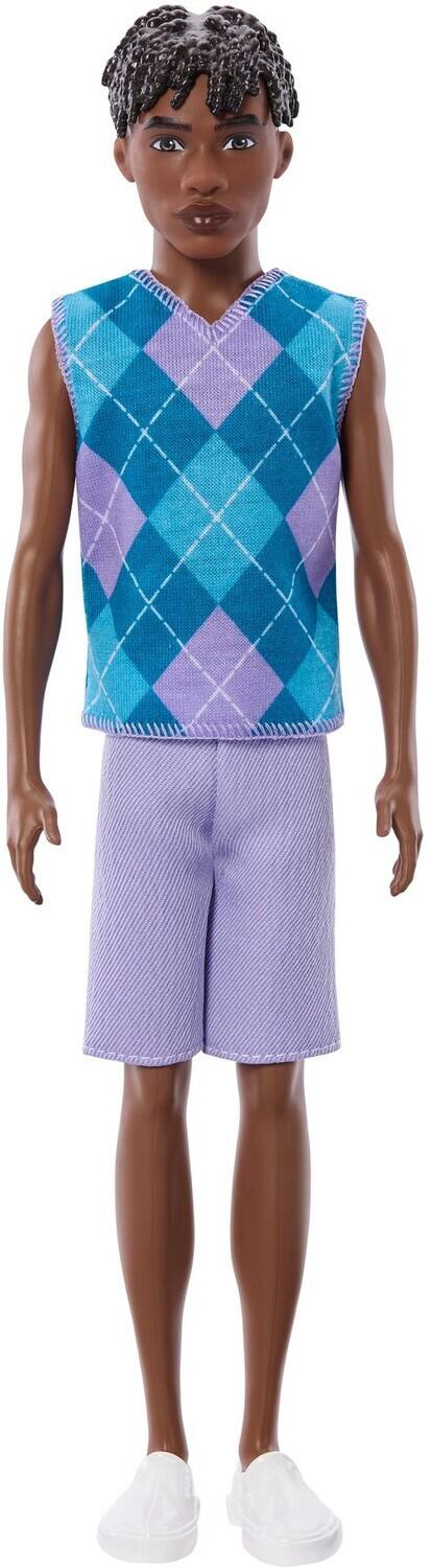 Alt View 1. Mattel - Barbie Fashionistas Ken Doll #253 in Lavender Shorts, Argyle Top, Brown Hair   - COLLECTIBLES - Multicolor.
