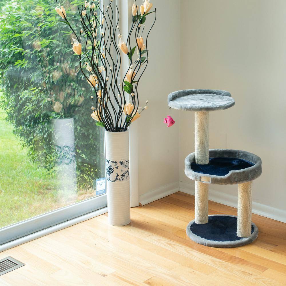 Alt View 1. Armarkat - ThreeLevel Real Wood Compact Scratcher Gray W Plush Perch - Gray.