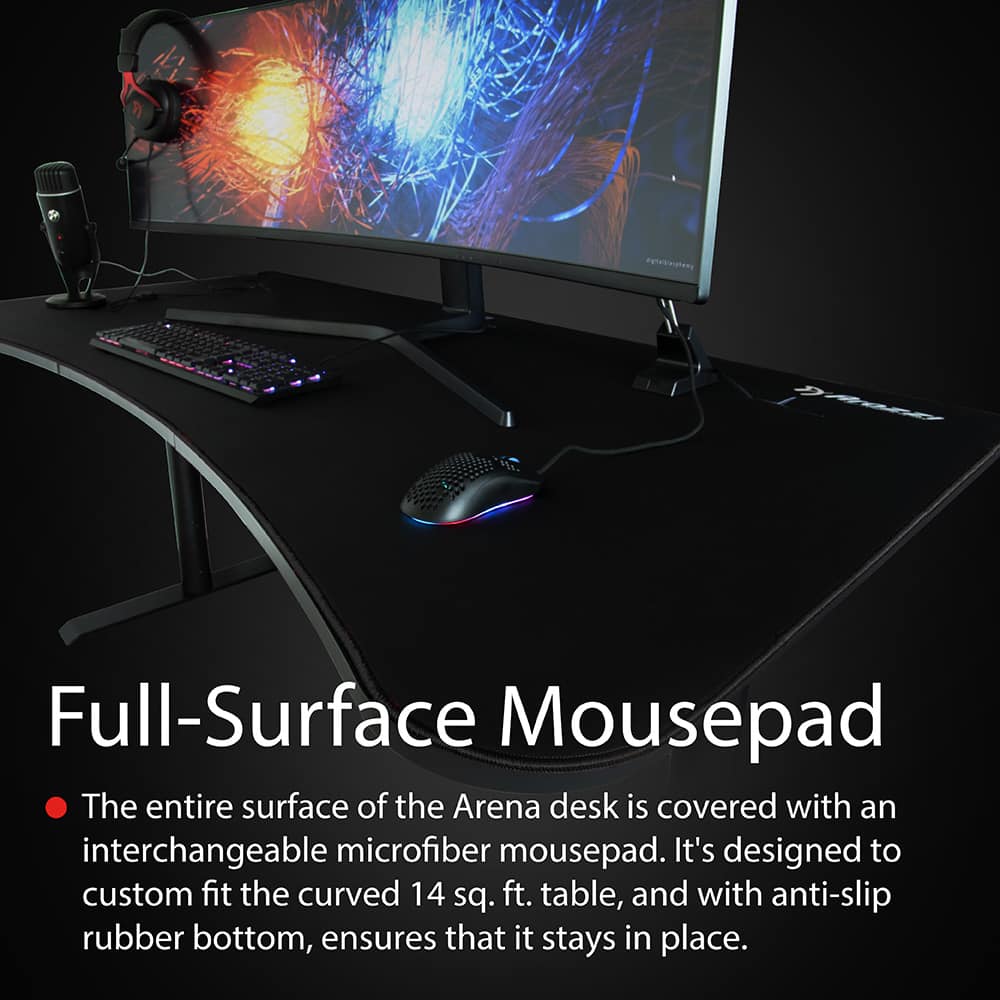 Alt View 12. Arozzi - Arena Ultrawide Curved Gaming Desk - Pure Black.