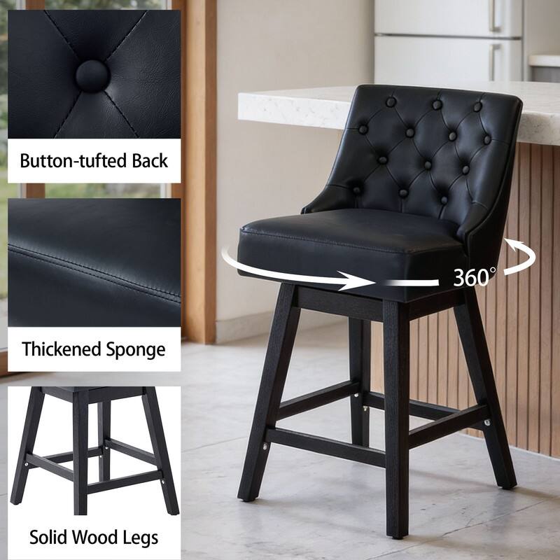 - Button-tufted Back
- Thickened Sponge
- Solid Wood Legs
- 360°